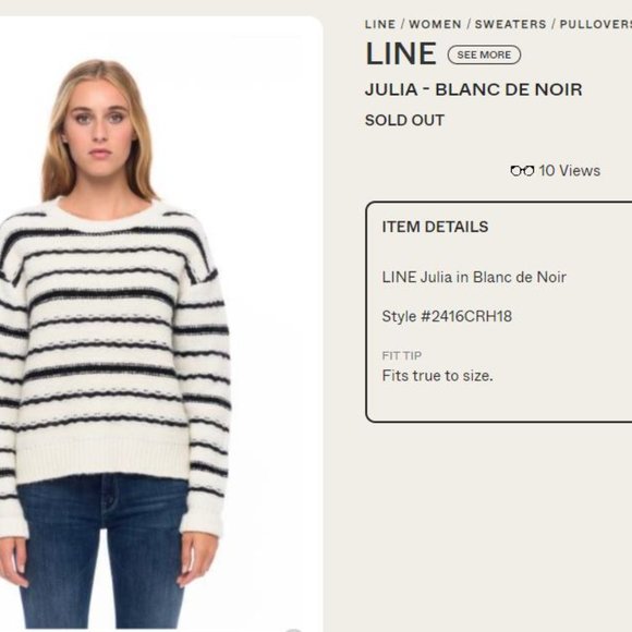 NWT LINE Wool and Alpaca Sweater/Pullover in Julia in Blanc de Noir - Picture 2 of 2